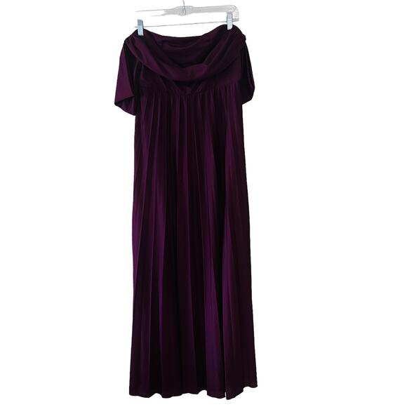 ASOS Draped Neck Off Shoulder Pleated Maxi Dress Size 10 Burgundy NEW - Picture 3 of 11